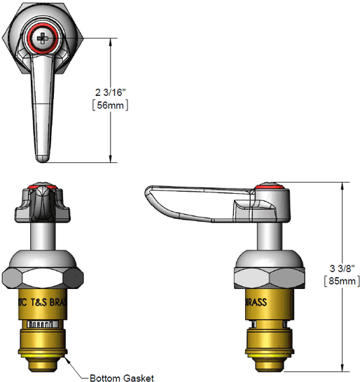 T&S Brass (012444-25) Cerama Cartridge w/ Bonnet, RTC (Hot), Lever Handle additional product graphic