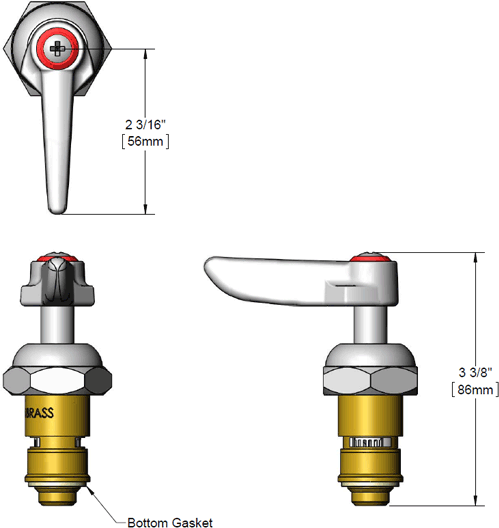 T&S Brass (012446-25) Cerama, RTC (Hot) w/ Check Valve & Lever Handle additional product graphic