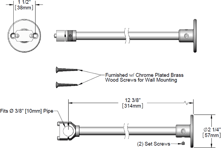 T&S Brass (014043-40) 12in Wall Bracket Assembly, No Logo (equip) additional product graphic
