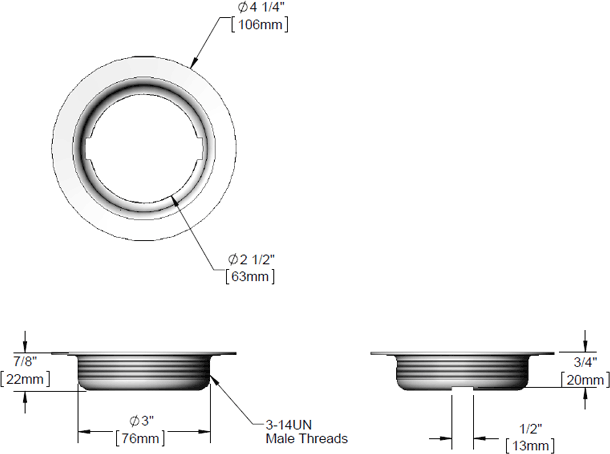 T&S Brass (015306-45) 3in Waste Drain Face Flange, Stainless Steel additional product graphic
