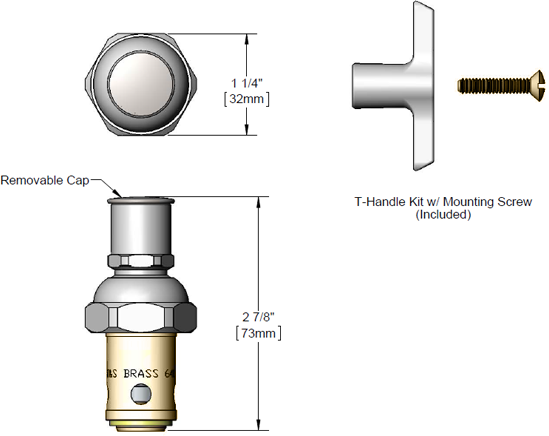 T&S Brass (124A) Spindle Assembly, Loose Key Stop, (RTC) Right-To-Close additional product graphic