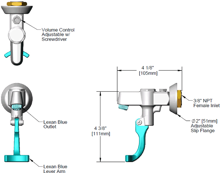 T&S Brass (5GF-W-F) Glass Filler, Wall Mount, 3/8in NPT Female Inlet, Adjustable Flange additional product graphic