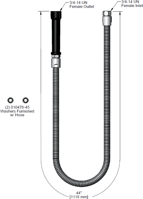 T&S Brass (5HSE44) Hose, 44in Flex Stainless Steel, Black Handle additional product graphic