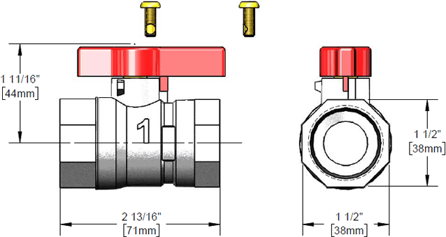 T&S Brass (AG-7E) Gas Appliance Connectors, Gas Ball Valve, 1in additional product graphic