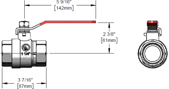 T&S Brass (AG-7F) Gas Appliance Connectors, Gas Ball Valve, 1-1/4in additional product graphic