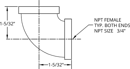 T&S Brass (AG-8D-FF) Gas Appliance Connectors, Elbow, Female-Female 3/4in NPT additional product graphic