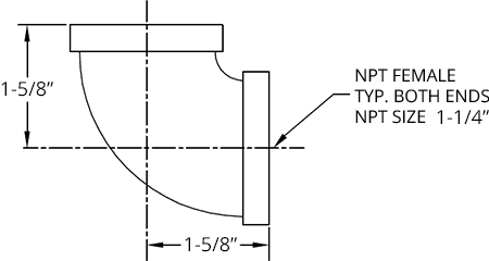 T&S Brass (AG-8F-FF) Gas Appliance Connectors, Elbow, Female-Female 1-1/4in NPT additional product graphic