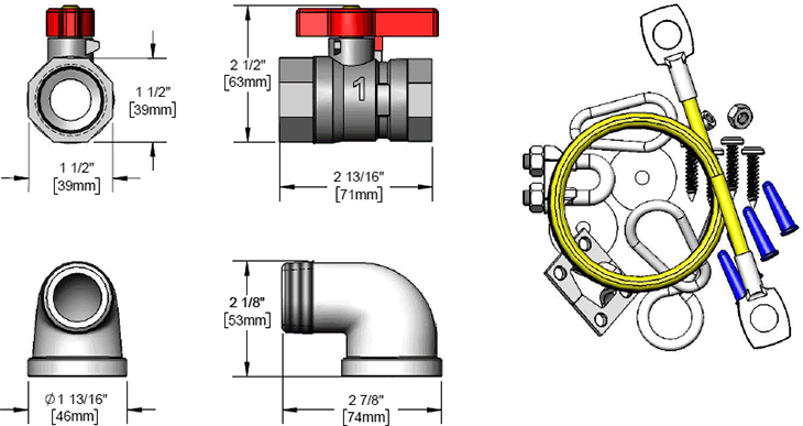 T&S Brass (AG-KE) Gas Appliance Connectors, Installation Kit With 1in Elbow additional product graphic