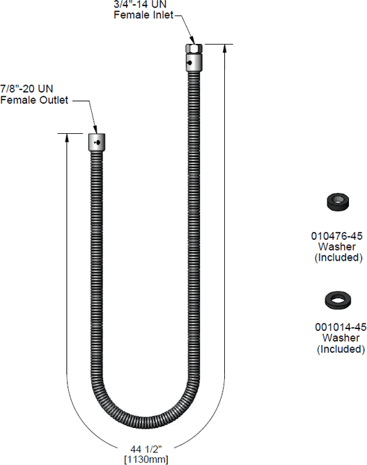T&S Brass (B-0050-H2A) 50in Flexible Stainless Steel Hose, Less Handle additional product graphic