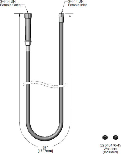 T&S Brass (B-0068-R) 68in Reinforced PVC Hose Assembly w/ Handle additional product graphic