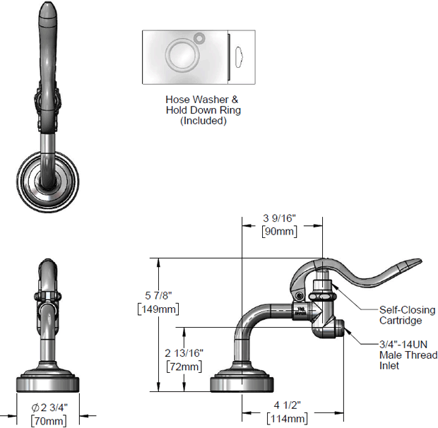 T&S Brass (B-0107-090) Spray Valve with Spray Face @ 90 Degree Angle (1.15 GPM / 7.5 Oz-f @ 60 PSI) additional product graphic