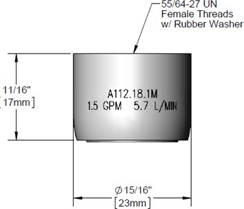 T&S Brass (B-0199-01-LF15A) Laminar Device, 55/64-27UN Female, 1.5 GPM, Anti-Microbial Protection additional product graphic