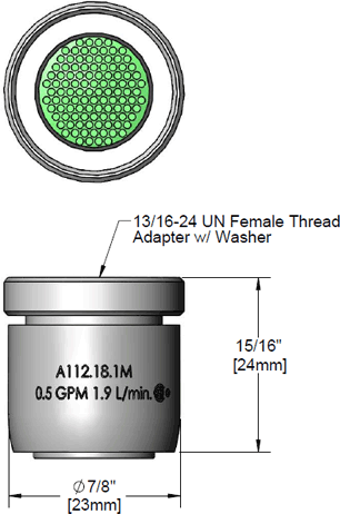 T&S Brass (B-0199-05-N05) 0.5 GPM Spray Device, 13/16-24UN Female Threads additional product graphic