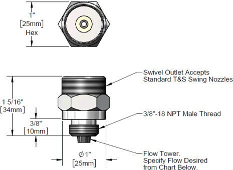 T&S Brass (B-0412-F12) Low Flow Rigid to Swivel Adapter 1.20 GPM additional product graphic