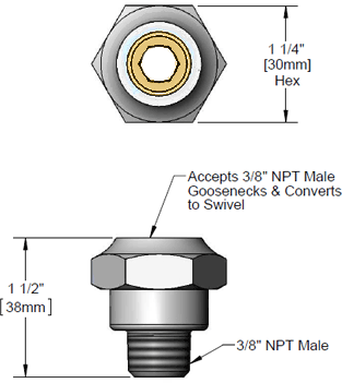 T&S Brass (B-0414) Gooseneck Coupling, 3/8in NPT Male x Female additional product graphic