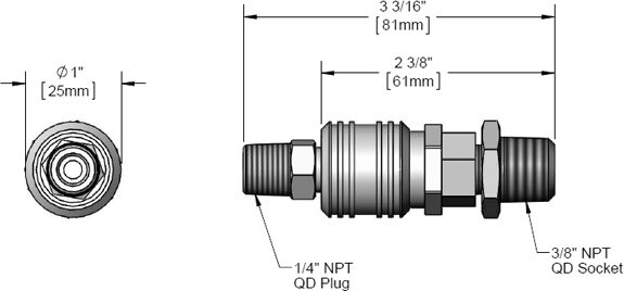 T&S Brass (B-0452) Stainless Steel Quick Disconnect, 3/8in NPT Male x 1/4in NPT Male additional product graphic
