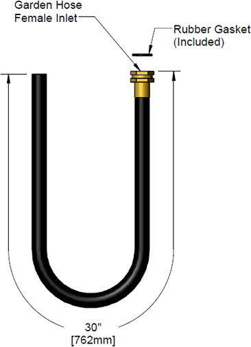 T&S Brass (B-0618-01) 30in Black Rubber Hose w/ Garden Hose Inlet additional product graphic