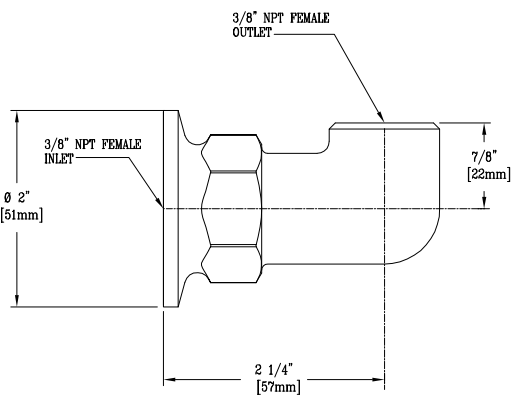 T&S Brass (BL-4250-07) Lab Flanged Elbow, 3/8in NPT Female Inlet & Outlet, 2in Wall Flange additional product graphic
