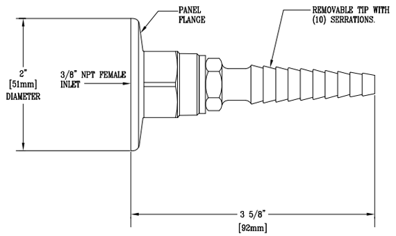 T&S Brass (BL-4750-05) Lab Panel Flange, Straight Serrated Tip, 3/8in IPS Female Inlet additional product graphic