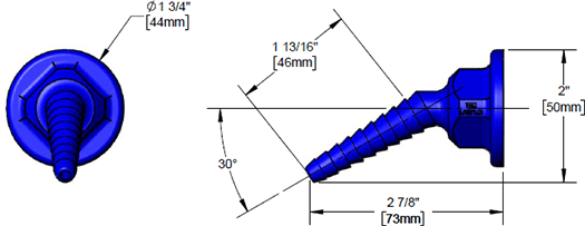 T&S Brass (BL-9550-01BLU) Plastic Panel Flange & Angled Serrated Tip, Blue (3/8in NPT Female Inlet) additional product graphic