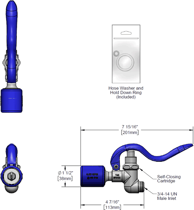 T&S Brass (EB-0107-C) Blue Low-Flow Spray Valve (0.65 GPM / 4.6 Oz-f @ 60 PSI) additional product graphic