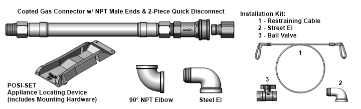 T&S Brass (HG-4E-12) Gas Hose w/Quick Disconnect, 1in NPT, 12in Long additional product graphic
