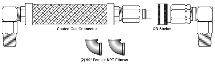 T&S Brass (HG-6F-48S) Gas Hose, 1-1/4in x 48in Reverse Quick Disconnect, SwiveLinks additional product graphic