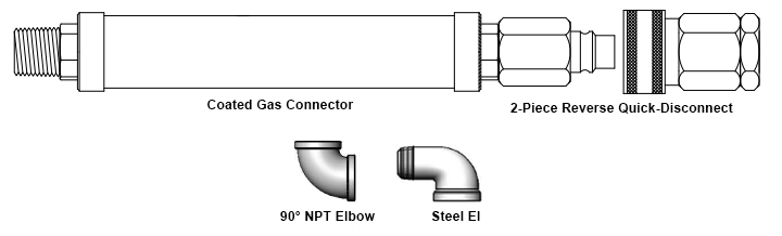 T&S Brass (HG-6D-36) Gas Hose w/Reverse Quick Disconnect, 3/4in NPT, 36in Long additional product graphic