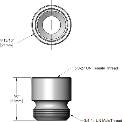 T&S Brass (000552-25) Adapter, 3/4-14UN Male x 5/8-27UN Female additional product graphic