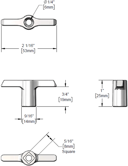 T&S Brass (001802-45) T-Handle For Supply Stop additional product graphic