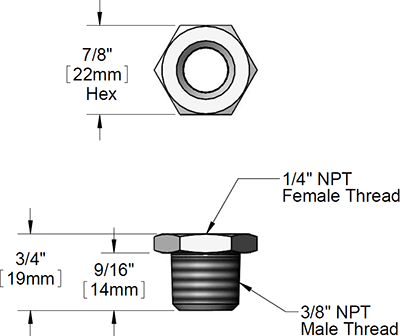 T&S Brass (001904-25) 3/8in NPT x 1/4in NPT Hex Bushing (Chrome Plated) additional product graphic