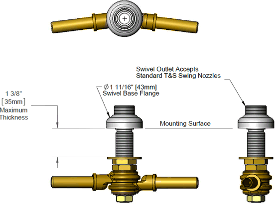 T&S Brass (006215-40) Swivel Yoke / Swivel Outlet Assembly w/ 8in Centers additional product graphic
