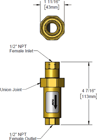 T&S Brass (007842-45) Dual Check Valve Backflow Preventer, 1/2in NPT Female additional product graphic