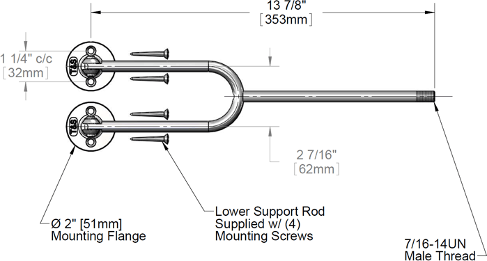 T&S Brass (009616-40) Service Sink Lower Support Rod Assembly additional product graphic