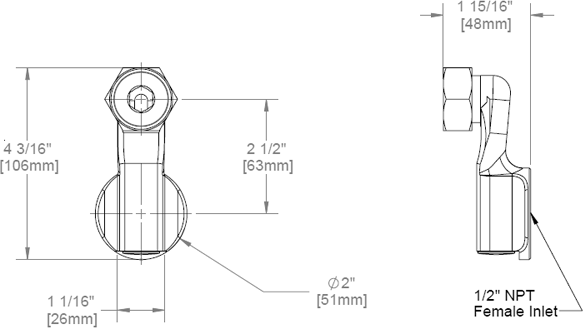 T&S Brass (00GG-RGH) 1/2in NPT Female Flanged Adjustable Inlet, Rough Finish additional product graphic