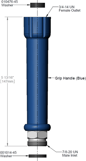 T&S Brass (011482-40) Handle Grip Assembly, 7/8-20UN Male Inlet (Blue) additional product graphic