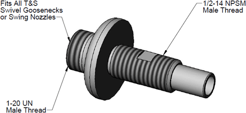 T&S Brass (016754-40) EasyInstall CWS Swivel Center Shank Assembly additional product graphic