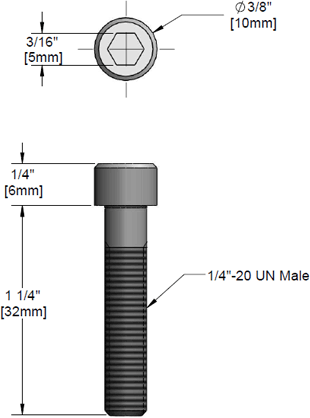 T&S Brass (017454-45) Stainless Steel Screw Socket Head Cap with 1/4-20 UN Connections additional product graphic