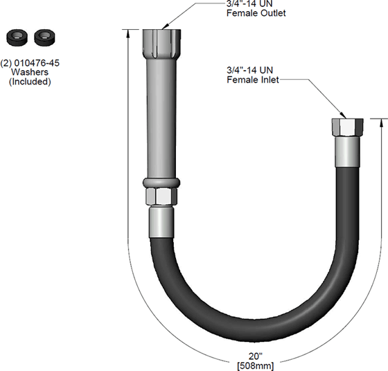 T&S Brass (B-0020-R) Hose, 20in Reinforced PVC additional product graphic
