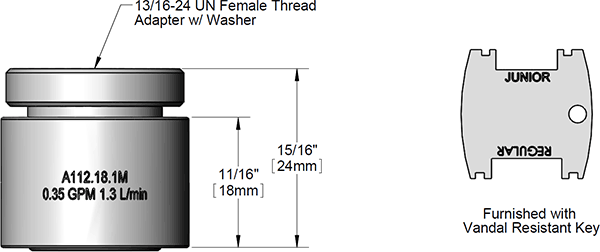 T&S Brass (B-0199-10-N035) Vandal Resistant 0.35 GPM Non-Aerated Spray Device, 13/16-24 UN Female additional product graphic