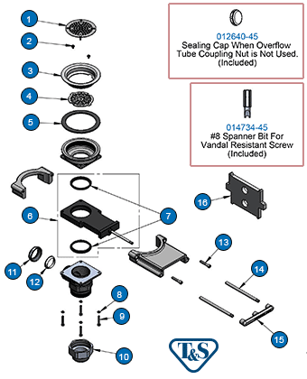 T&S Brass (B-3990) Modular Waste Drain, 3-1/2in Sink Opening, 1-1/2in NPT Adapter additional product graphic